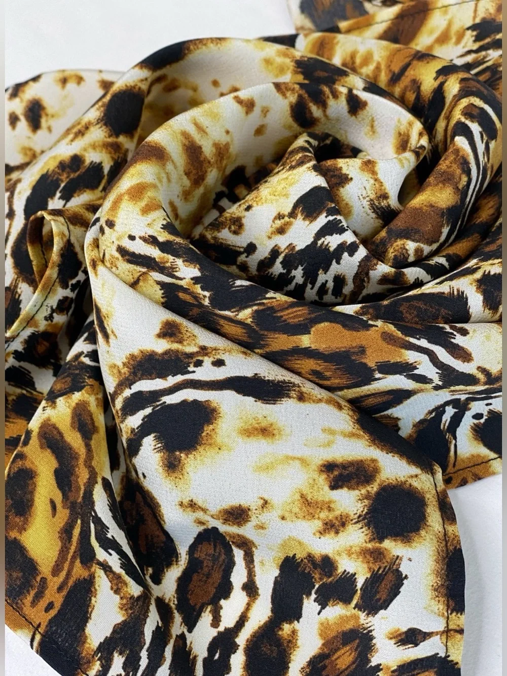 NWT SILKLETTE Animal Print 100% Fine Silk Kerchief Scarf ORANGE/BROWN/BLACK